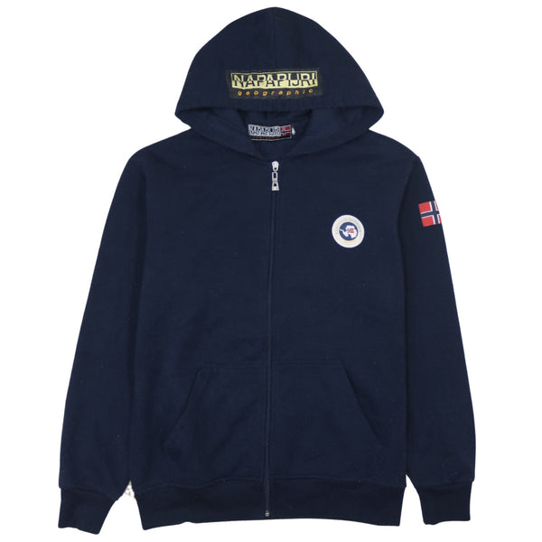Napapijri 90's Vintage Navy Blue Drawstring Hoodie Medium Size