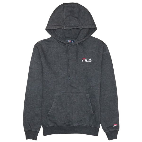Vintage 90's Fila Medium Grey Drawstring Hoodie Pullover