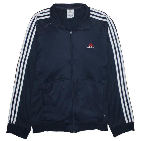 Adidas 90's Striped Sleeve Full Zip Up Sweatshirt Medium  Black