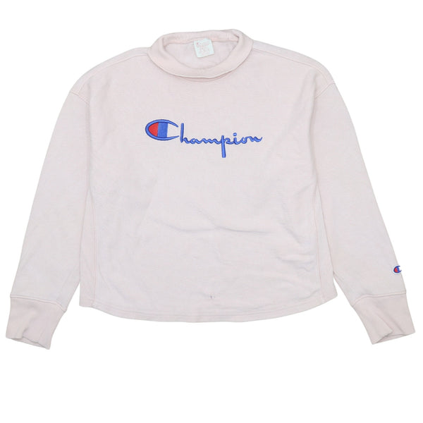 Vintage Champion 90s Spellout Pink Turtle Neck Sweatshirt Small