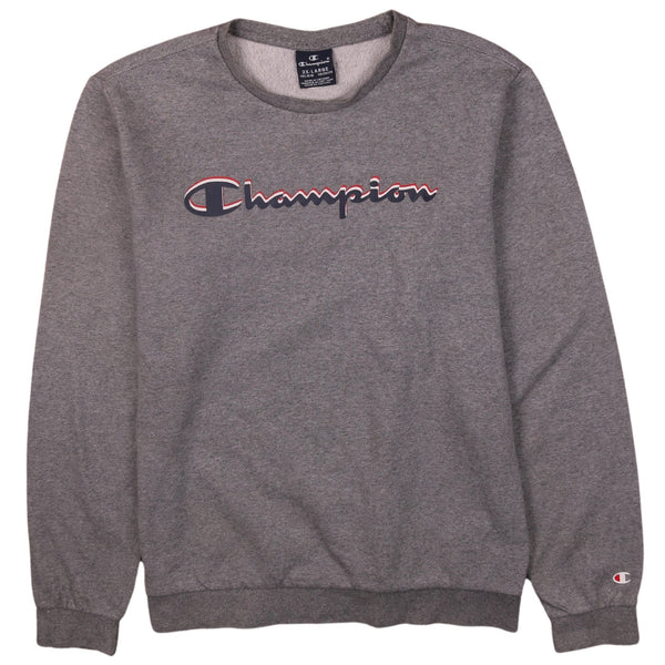 Champion Grey 90's Vintage Spellout Crew Neck Sweatshirt 2XL