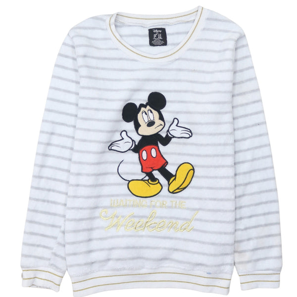 Disney 90's Mickey Mouse Crew Neck Sweatshirt Large White