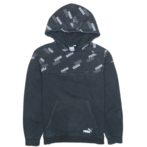 Vintage Puma 90's Black Drawstring Pullover Hoodie Large Women's