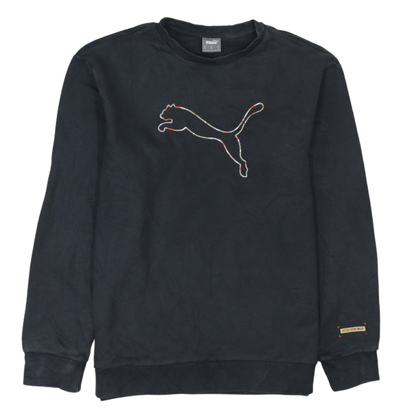 Puma 90's Vintage Black Spellout Crew Neck Sweatshirt Men's Medium