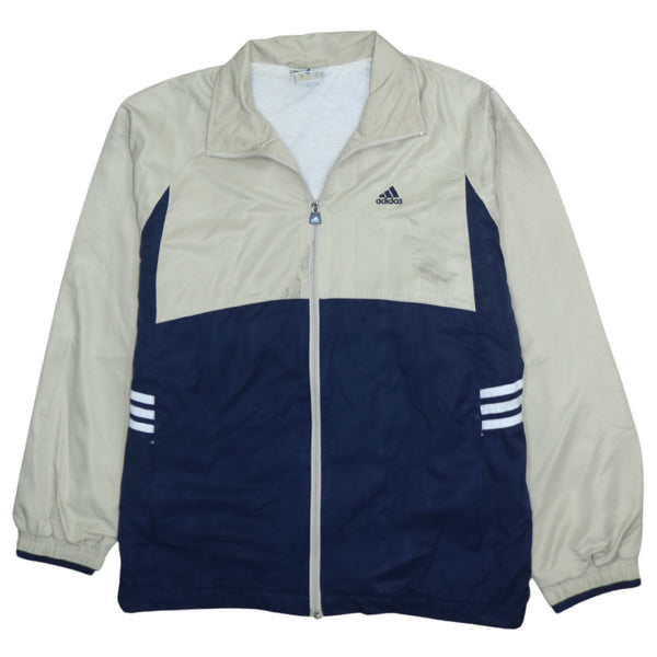 Adidas 90's Beige Cream Lightweight Windbreaker Men's XLarge Navy