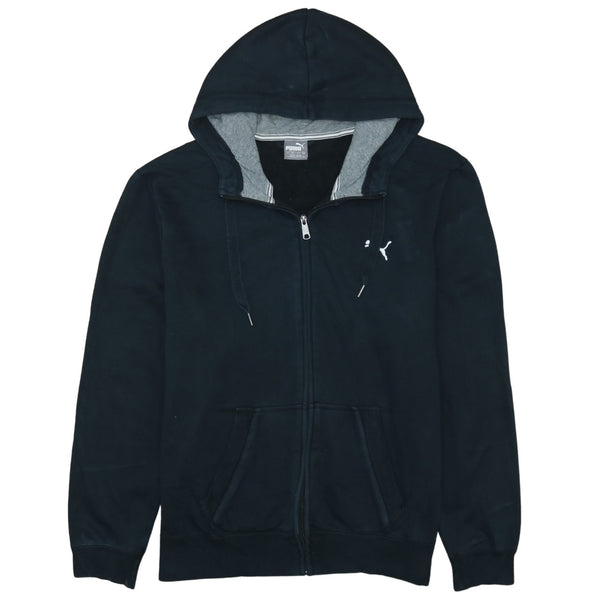 Puma 90's Vintage Black Drawstring Pocket Hoodie Large