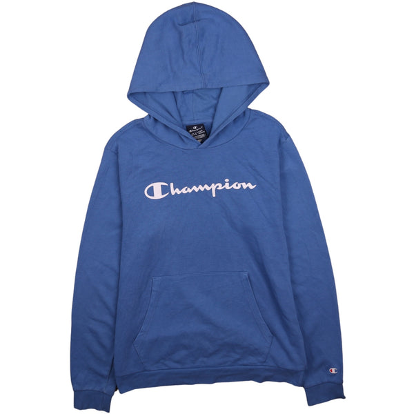 Vintage Champion 90's Blue Spellout Hoodie 2XL XXL Pullover Retro