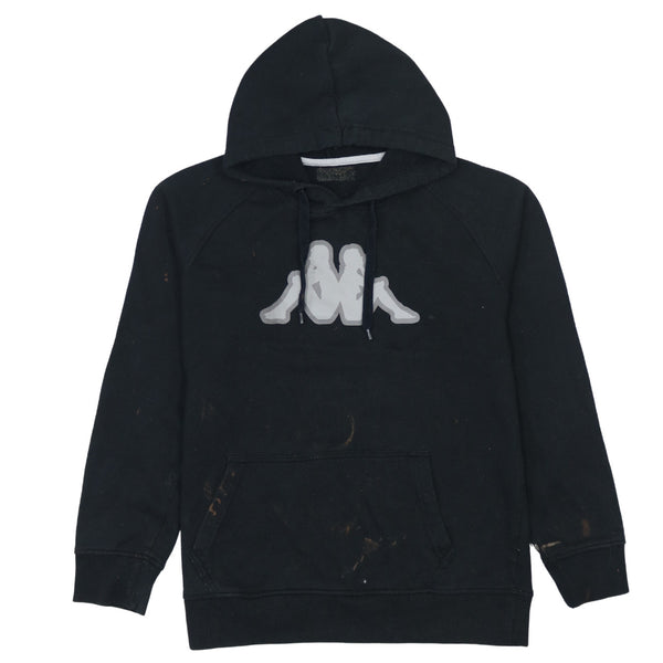Kappa 90's Spellout Pullover Hoodie Medium Black Cozy Vintage Style