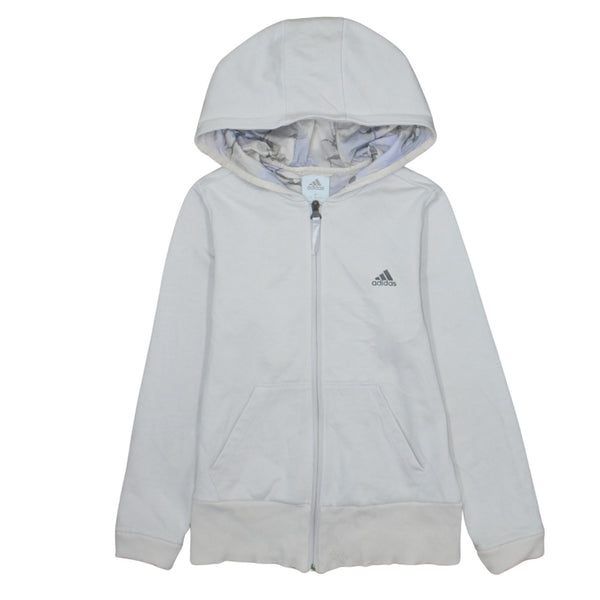 Adidas 90's Drawstring Pockets Full Zip Up Hoodie Medium Beige Cream