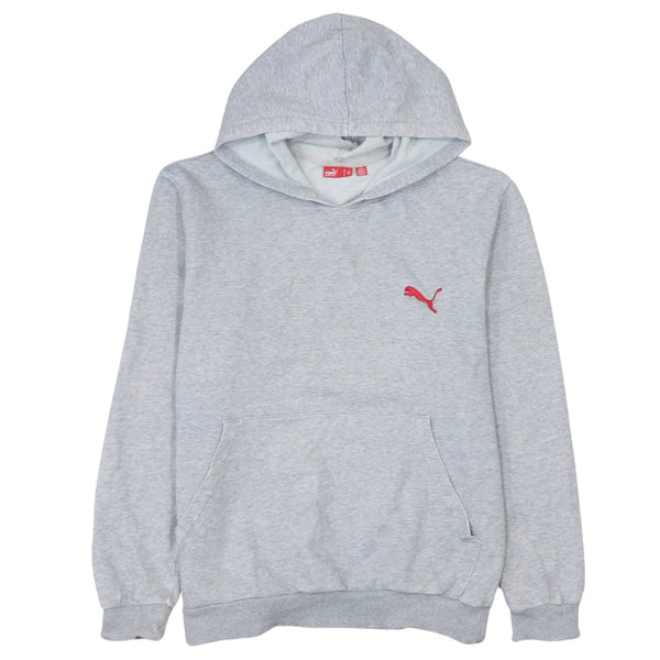 Puma 90s Grey Drawstring Hoodie, Small, Trendy Pocket Pullover
