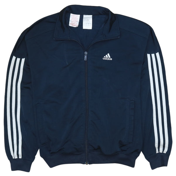 Adidas 90's Striped Sleeve Full Zip Up Sweatshirt Large  Navy Blue