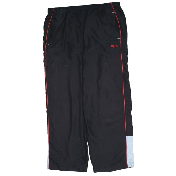 Fila 90's Vintage Black Baggy Trousers Men's Large Elastic Waist