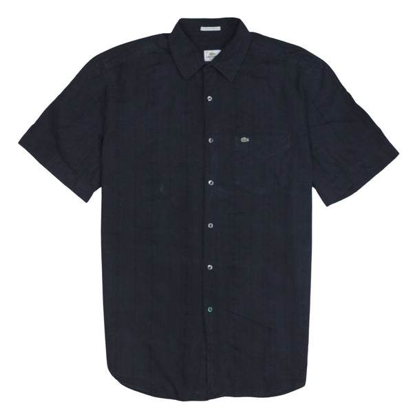 Lacoste 90's Short Sleeves Button Up T Shirt Large  Black