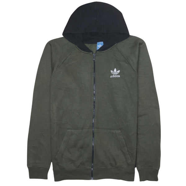 Adidas 90's Drawstring Pockets Full Zip Up Hoodie Medium Green