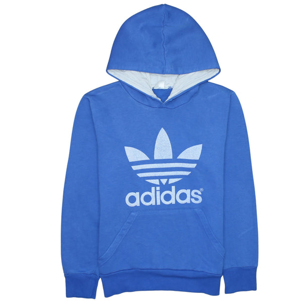 Adidas 90's Spellout Pullover Hoodie Small  Blue