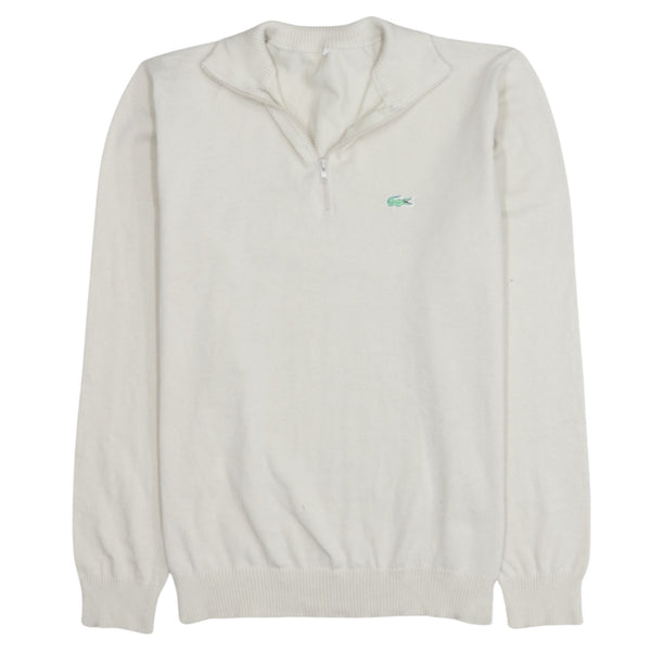 Lacoste 90's Lightweight Quarter Zip Sweatshirt XLarge Beige Cream