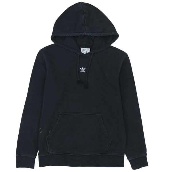 Adidas Vintage 90's Black Pullover Hoodie Women's Small with Drawstring Pockets