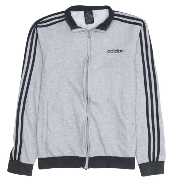 Adidas 90's Striped Sleeve Full Zip Up Sweatshirt Small Grey