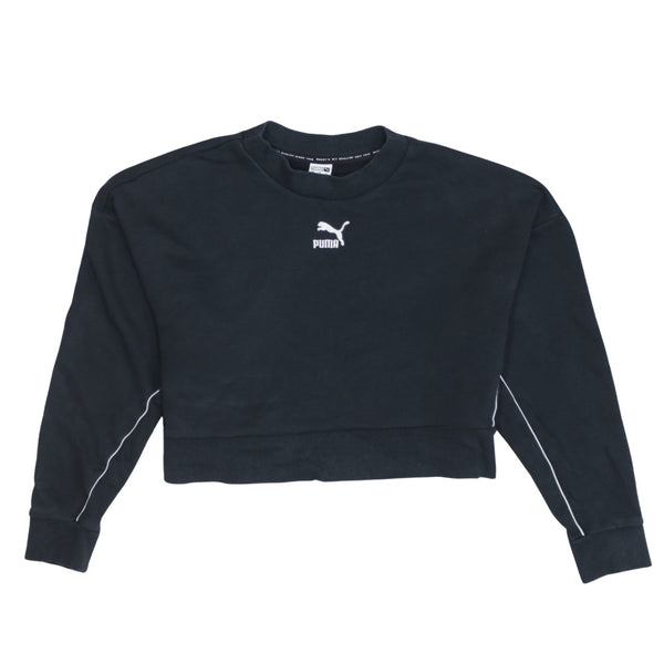 Puma 90's Crop Crew Neck Sweatshirt Small Black