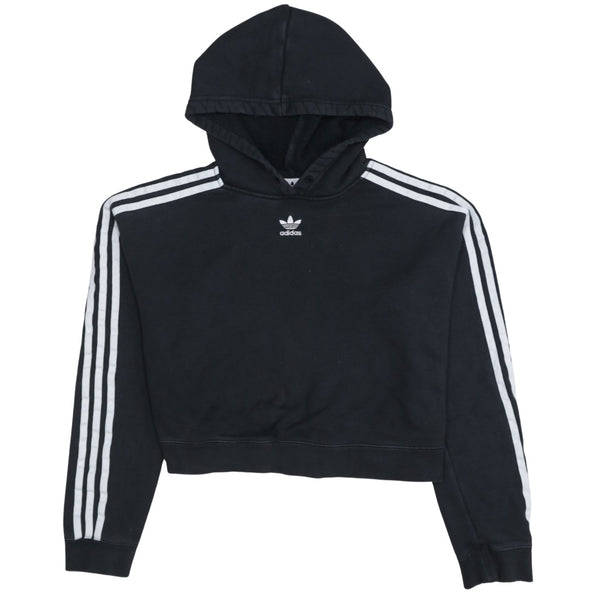 Adidas 90's Striped Sleeve Pullover Hoodie Small Black