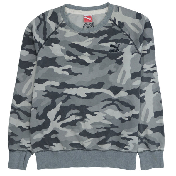 Puma 90's Grey Camo Crew Neck Sweatshirt Men's Medium