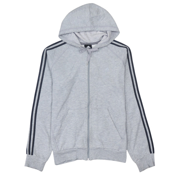 Adidas 90's Striped Sleeve Full Zip Up Hoodie Medium Grey