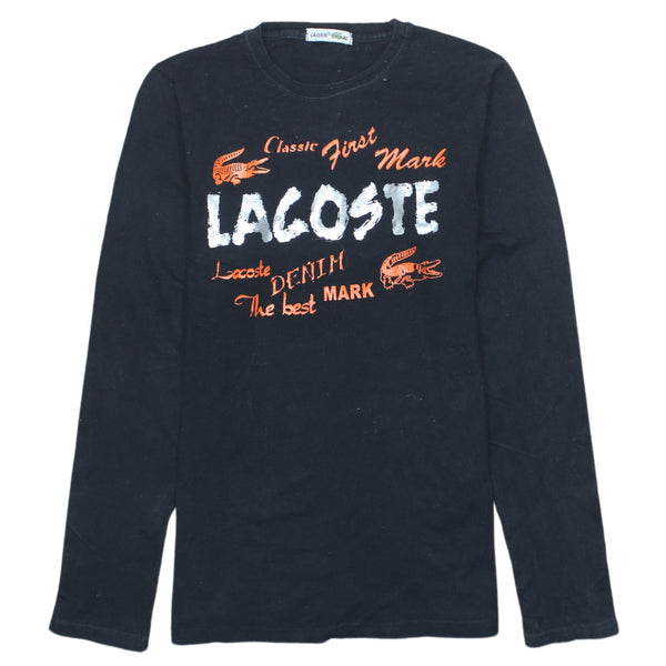 Vintage Lacoste 90's Black Spellout Crew Neck Sweatshirt XSmall