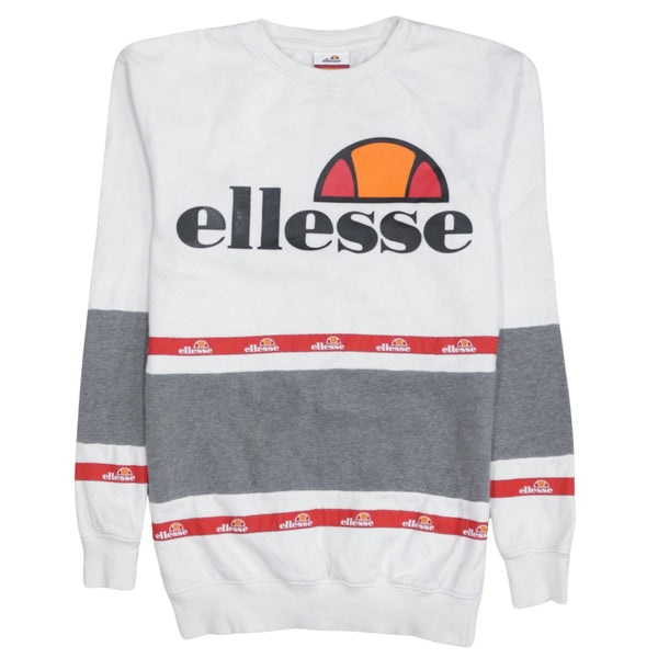 Ellesse 90's Spellout Crew Neck Sweatshirt XSmall  White