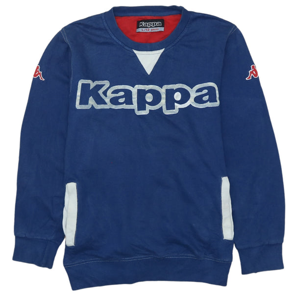 Kappa 90's Spellout Crew Neck Sweatshirt Large Blue