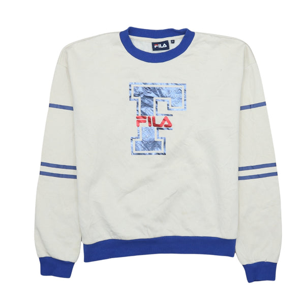 Fila Vintage 90's Beige Cream Spellout Crew Neck Sweatshirt S