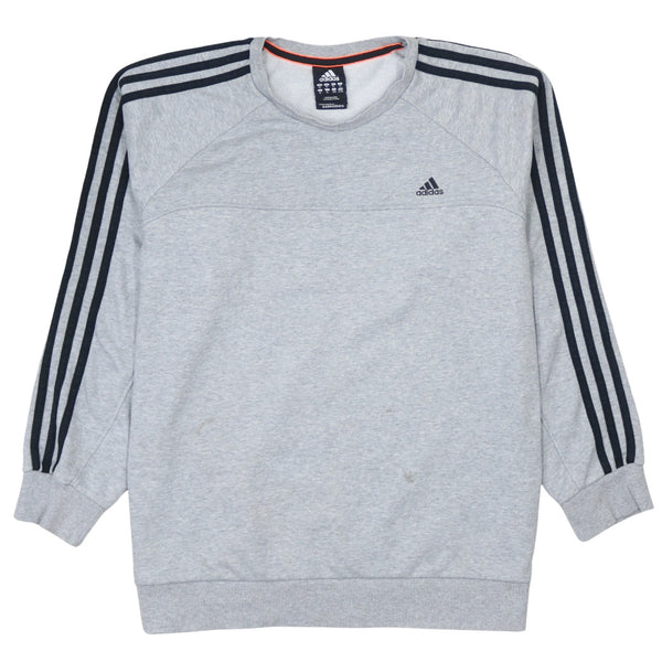 Adidas 90's Grey Striped Sleeve Crew Neck Sweatshirt Men's XLarge