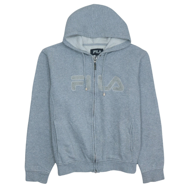 Vintage Fila 90's Grey Spellout Full Zip Hoodie Large Men’s