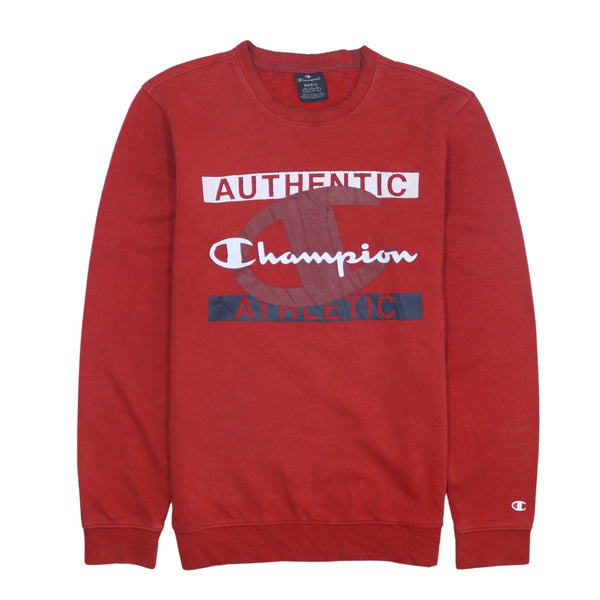 Champion 90's Vintage Red Spellout Crew Neck Sweatshirt Men's Small