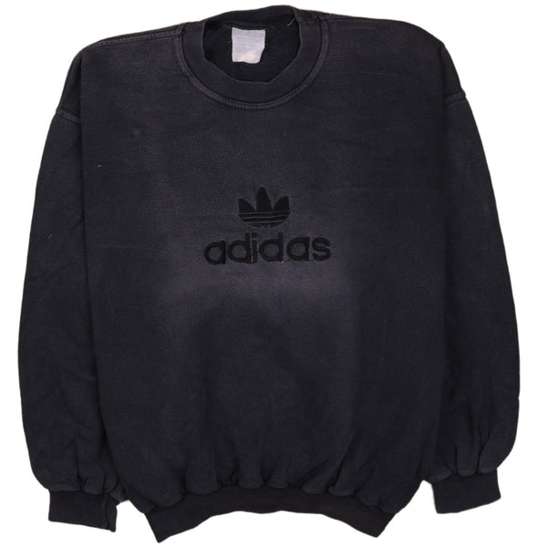 Adidas 90's Black Spellout Crew Neck Sweatshirt Women's 2XL Vintage