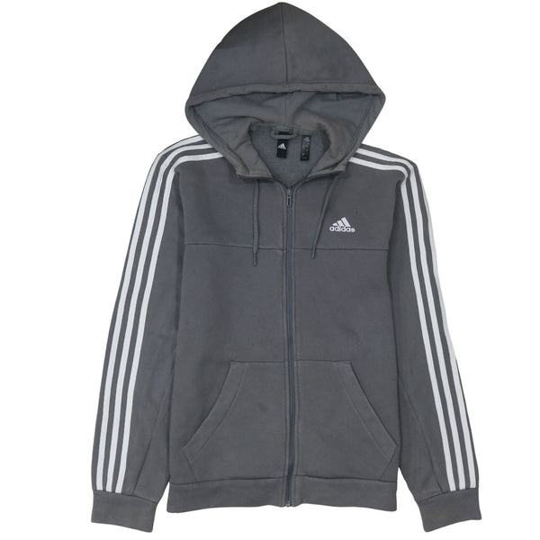 Adidas 90's Striped Sleeve Full Zip Up Hoodie Small Grey