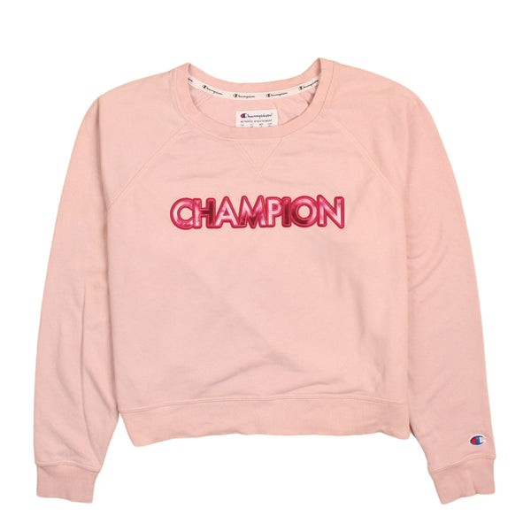 Champion 90's Pink Spellout Crewneck Sweatshirt Women's Large VTG