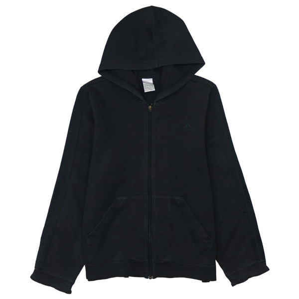 Adidas Vintage 90's Large Black Full Zip Hoodie Retro Style Cotton