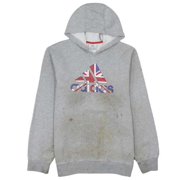 Adidas 90's Spellout Pullover Hoodie Medium Grey - Vintage B Grade