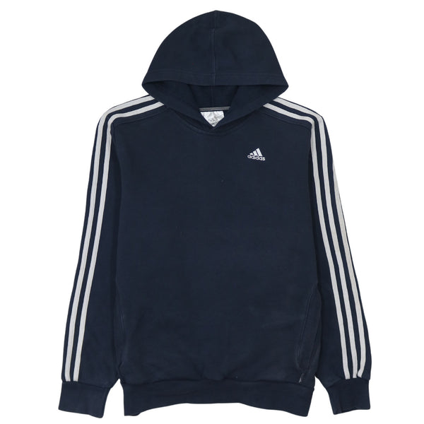 Adidas Navy Blue Large Striped Sleeve Pullover Hoodie Women's Vtg