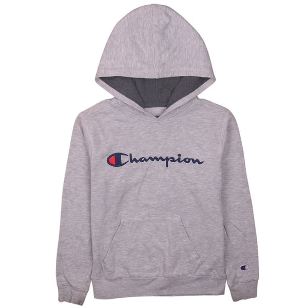 Champion Women's Medium 90's Grey Spellout Hoodie - Retro Style