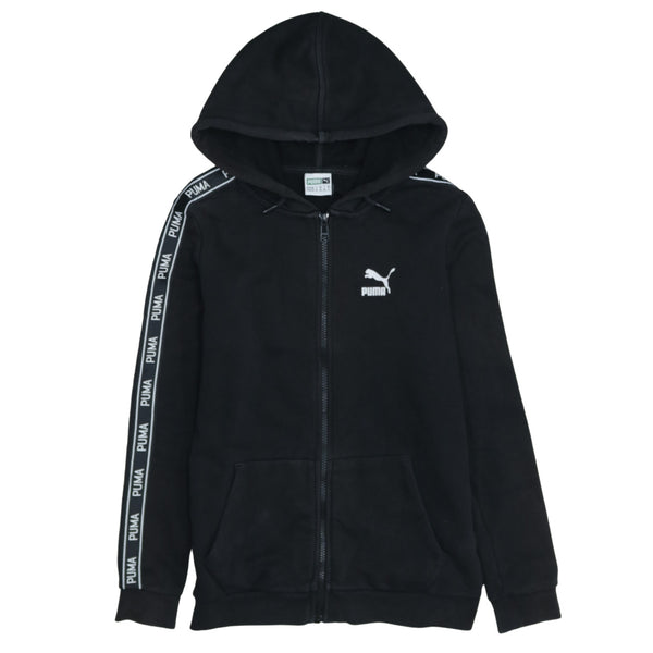 Puma 90's Drawstring Pockets Full Zip Up Hoodie XXSmall Black