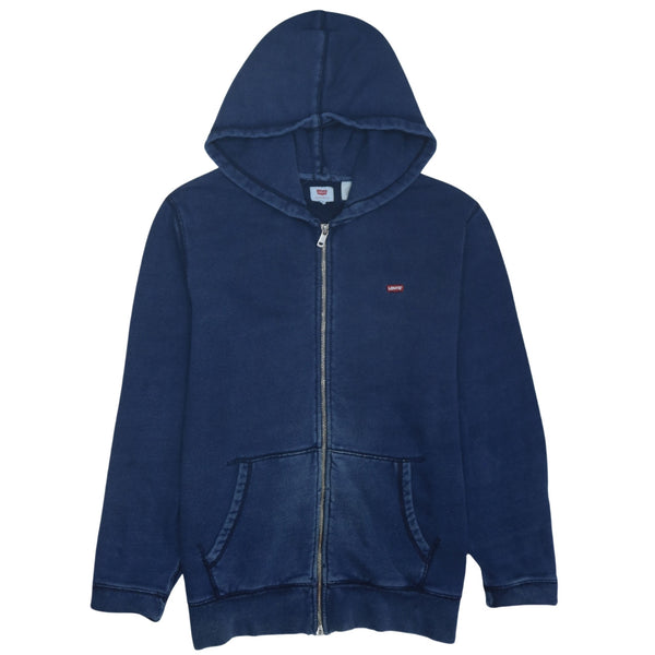 Levi's 90's Drawstring Pockets Full Zip Up Hoodie Large Navy Blue