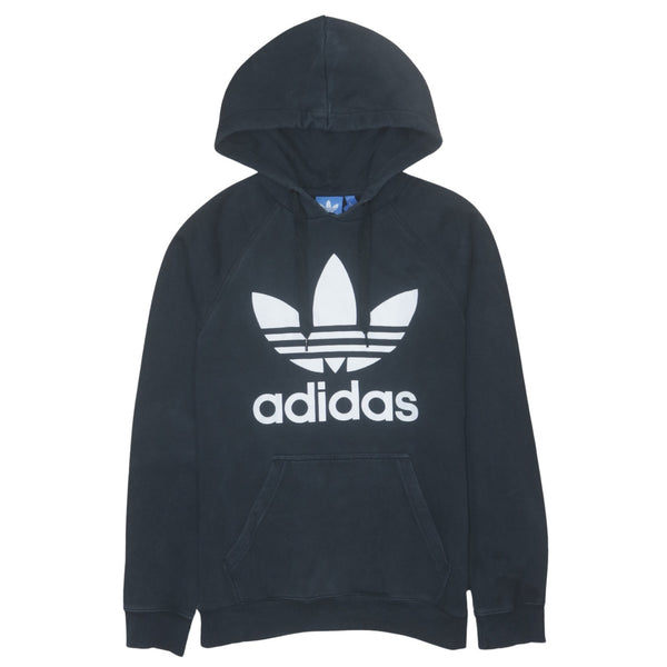 Adidas 90s Spellout Hoodie Black Mens Small Vintage Pullover Top