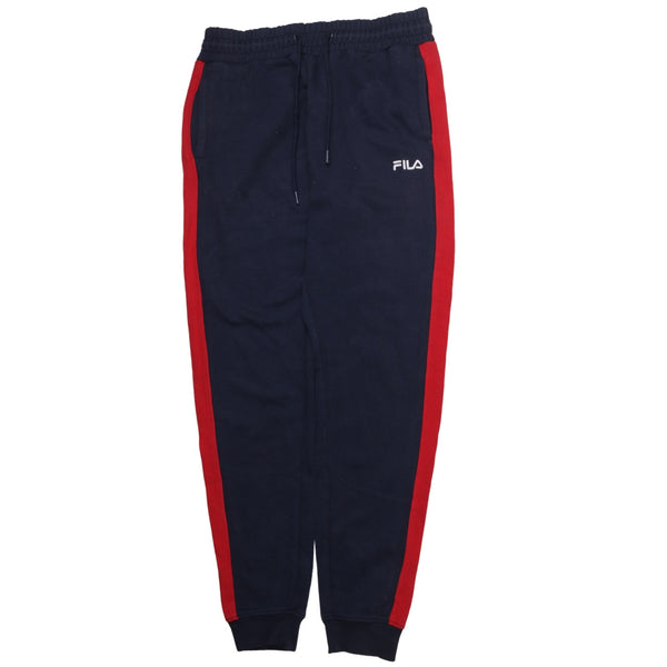 Fila 90's Elasticated Waistband Drawstrings Joggers / Sweatpants Large Navy Blue