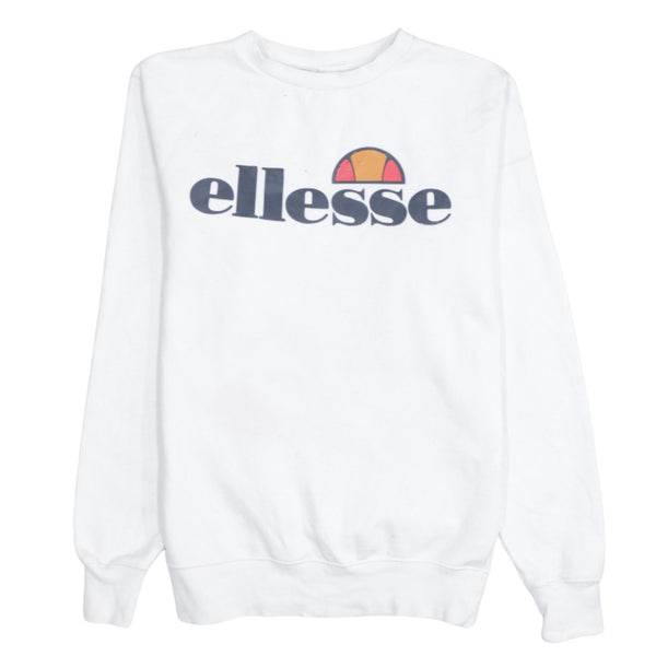 Ellesse 90's Spellout Crew Neck Sweatshirt Medium  White