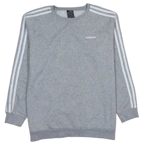 Adidas 90's Striped Sleeve Crew Neck Sweatshirt Medium Grey