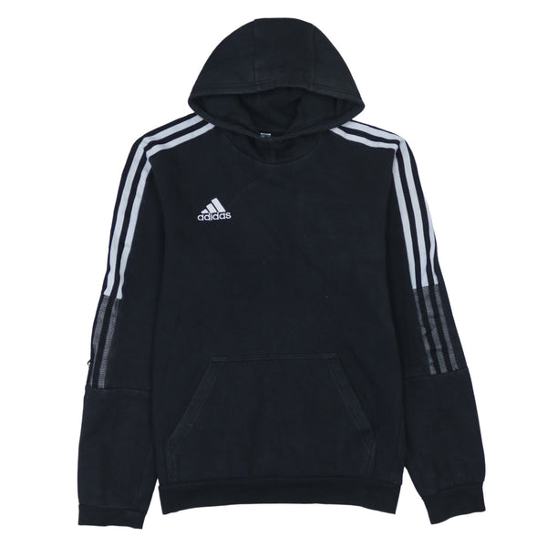 Adidas 90's Vintage Striped Sleeve Black Hoodie Small