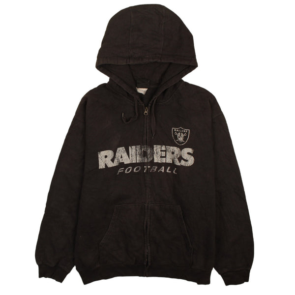 Vintage NFL 90's Raiders Black Full Zip Up Hoodie Men XXLarge