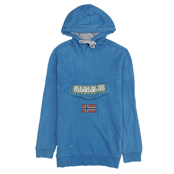 Napapijri 90's Spellout Pullover Hoodie Small  Blue