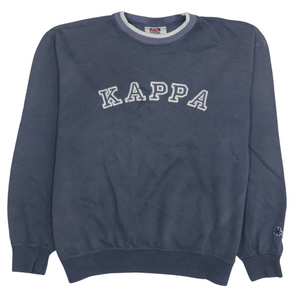 Kappa 90's Vintage Spellout Crew Neck Sweatshirt Men's Large Navy Blue